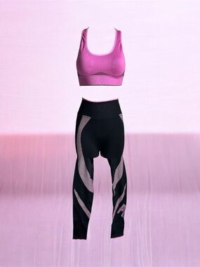 PINK VS ACTIVE Seamless Top & Leggings Pink & Black XSmall Set